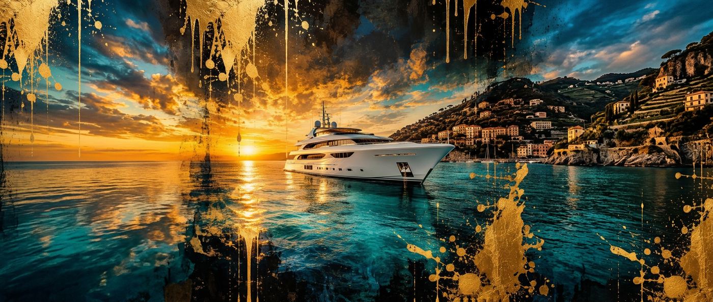 GOLD YACHT - XXL Desk Mat - Flat artwork