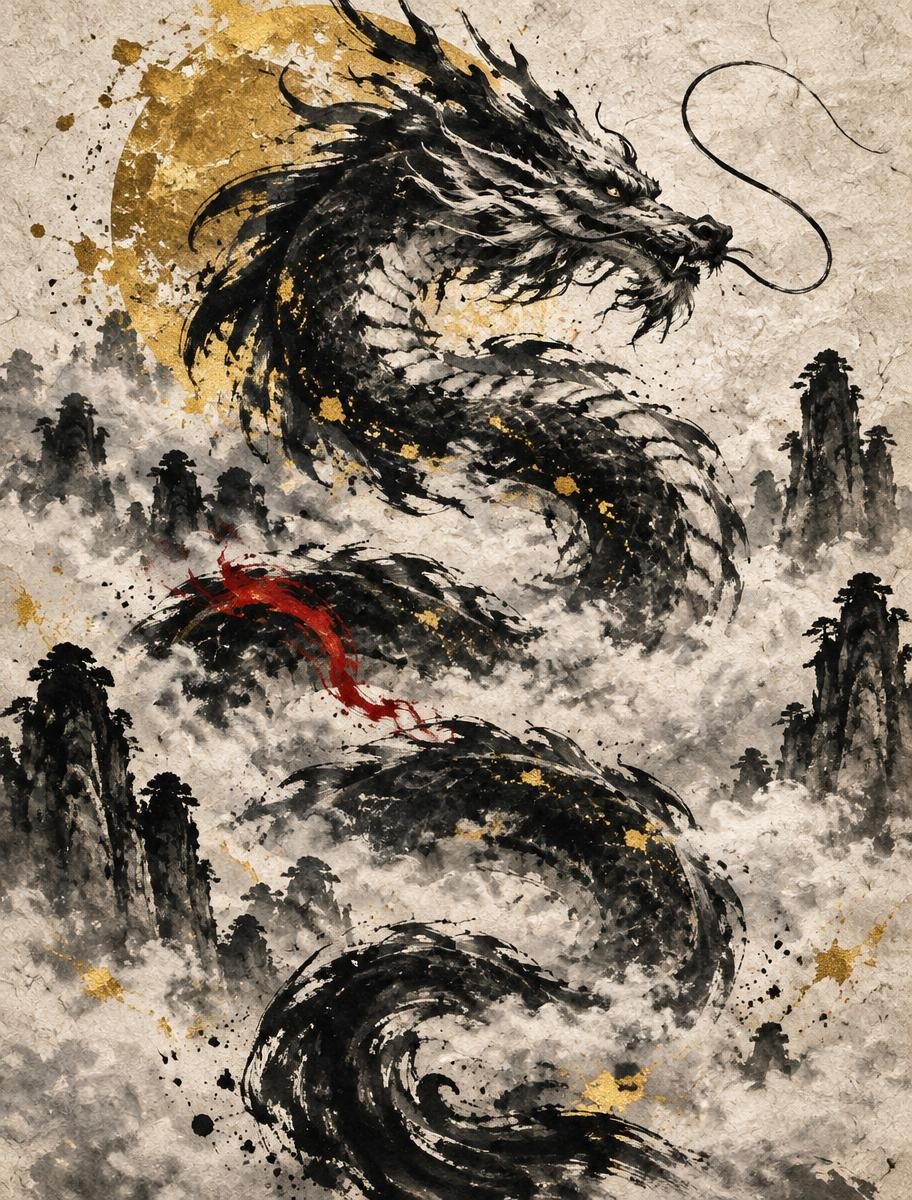 INK DRAGON · Fleece Blanket