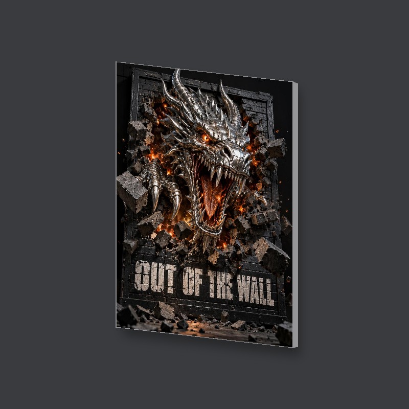OUT OF THE WALL - Canvas Art Print - Side view