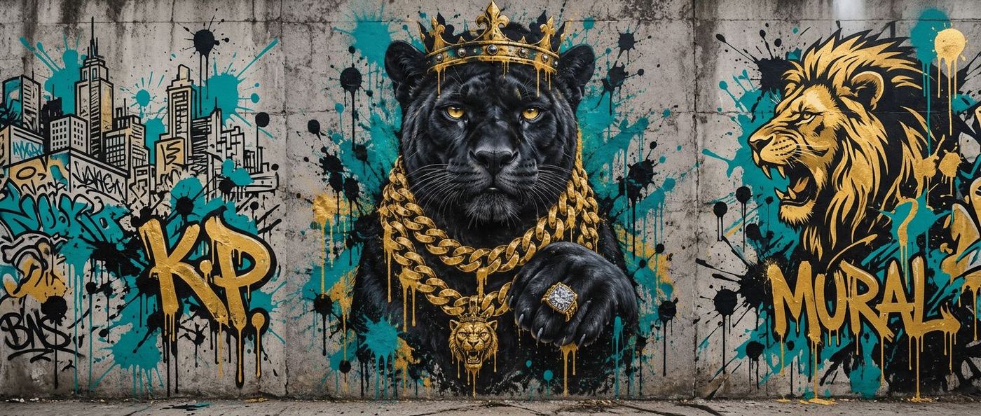GILDED PANTHER - XXL Desk Mat - Flat artwork
