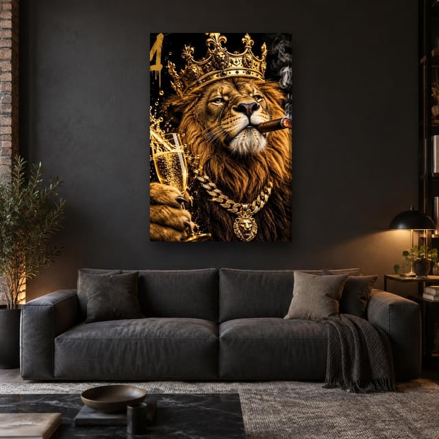 CHAMPAGNE LION - Canvas
