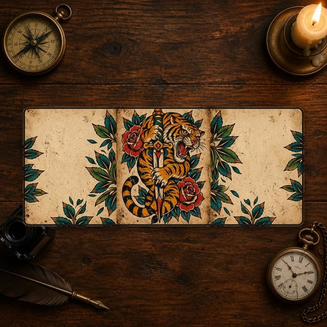 ROSE TIGER - XXL Desk Mat
