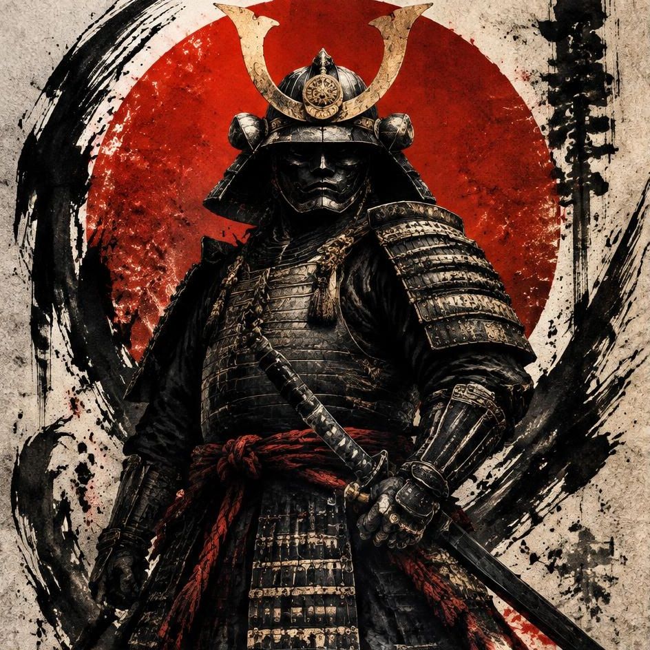 CRIMSON RONIN - Accent Rug - Flat artwork