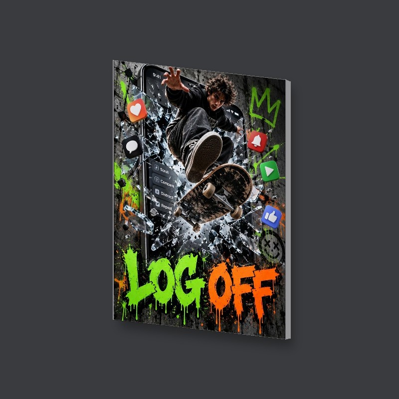 LOG OFF - Canvas Art Print - Side view