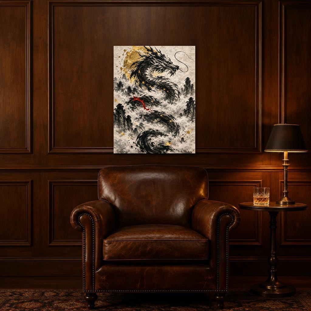 INK DRAGON - Stretched Canvas
