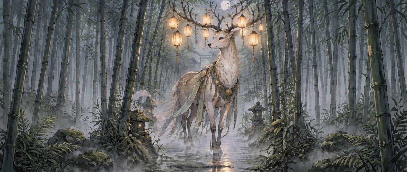 LANTERN STAG - XXL Desk Mat - Flat artwork